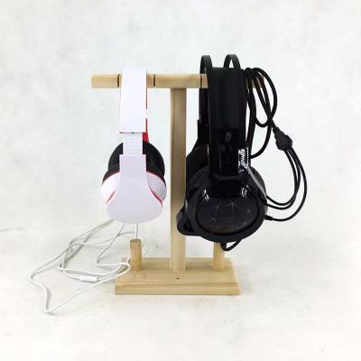 China China creative wood earphone stand holder decorative head-mounted earphone display rack decoration can be customized for sale