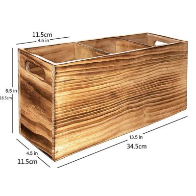 China China Ruichen wooden storage basket kitchen cooking tools storage box home stationery ornaments multigrid finish wooden box can add lo for sale