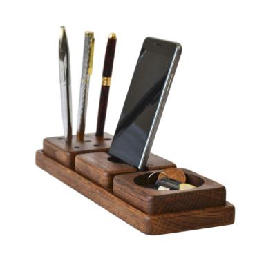 China China Wood Phone Docking Station Oak Desk Organizer Men's Gift Compatible with Any Phone for sale