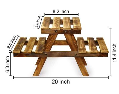 China China 2 Tiered Wooden Plant Stands Tiers For Multiple Plants Indoor Wood Succulent Shelf Rustic Small Pots Stand Outdoor for sale