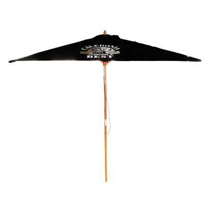 China Traditional Outdoor Patio Umbrella Wood Square Coffee Umbrella With Custom Logo for sale