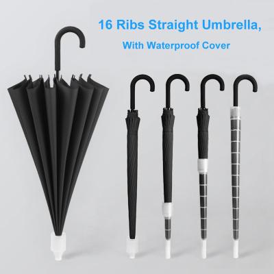 China Minimalist 16 panel upright umbrella with waterproof plastic cover for sale