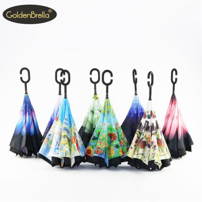 China Store New Design Hands Free Magic Umbrella Inverted Smart Reverse Umbrella Upside Down for sale