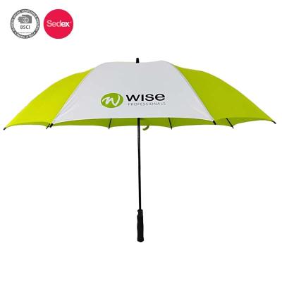 China Minimalist advertising printed logo fiberglass golf golf size automatic open umbrella large for sale