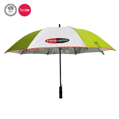 China Minimalist Anti-wind Strong Double Layers Large All Fiberglass Frame Golf Umbrella for sale