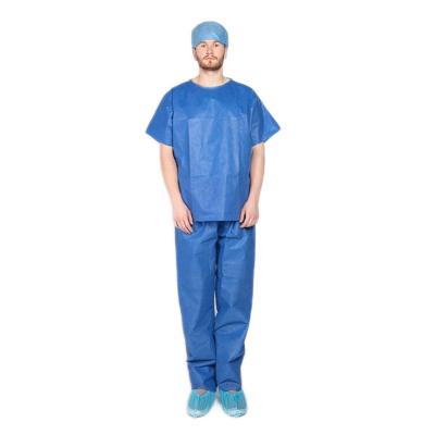 China Disposable Waterproof Eco-friendly Nursing Scrub Suit Medical NonwovenHospital Uniforms Scrub Suit PP SMS for sale