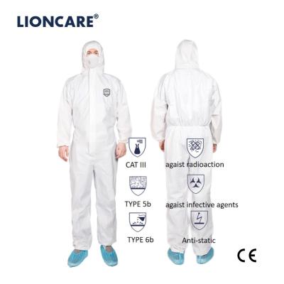 China Protective Coverall With Microporous Nonwoven Type 5 Isolation Protective Safty Coverall Clothing PPE Hood En 14126 Medical Disposable Suit 6 for sale