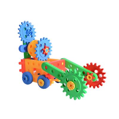 China Super Kindergarten Fun Plastic Child Toy Colorful Gears Building Engineering Blocks Educational Toy for sale