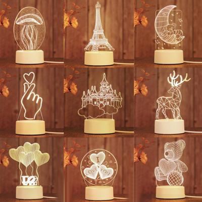 China 3D Acrylic Night Light Base White Light Led Acrylic Design 3D Night Dish Decor Picture Acrylic Light Crystal Illusion Portable Lamp Panel for sale