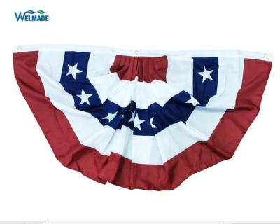 China Embroider Inside Star And Outside American Flags Printing Pleated Fan Customized Flag for sale