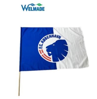 China Strong Color Stability Football Club Flags With Wooden Flagpole Custom Event Flag Banners for sale