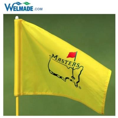 China With Ties Undate Masters Golf Pin Flag With Plastic Tube All Kinds Of Customized Golf Flag For Championship for sale