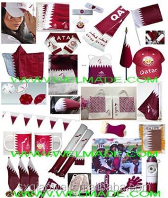 China Gift Qatar National Day Gift with scarf, car flag, hats, bag, backpack, car hood cover flag, notebook, ceramic mug for sale