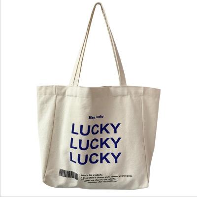 China Large Customized Canvas Reusable Outdoor Beach Bag Fashion Cotton Tote Bag With Printing for sale