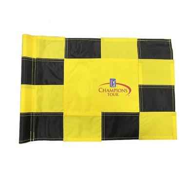 China Golf Checkered Stitched Checkered Flags Customized Logo Embroidered Golf Pin Flag For Tournament for sale