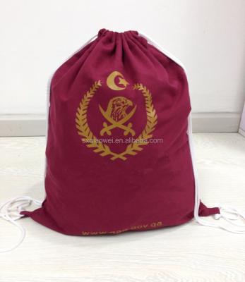 China Backpack string bag for shopping or sport Qatar national day string bag, cotton shopping bag with customize logo print for sale