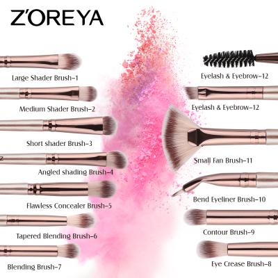 China Angular blush 2019 latest cosmetics 12 pieces makeup brush from professional china brand with bag for sale