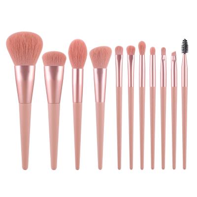 China Angular Blush Professional 11 Pcs Makeup Brush Set With Case Black Cosmetics Low Moq for sale