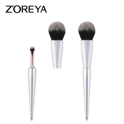 China Angular Blush Wholesale Private Label Synthetic Hair 2 in 1 Makeup Brush Blending Base Make Up Brush Set for sale