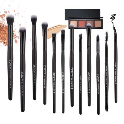 China Angular Blush Black 12pcs 2020 Professional Vegen Makeup Brush Eye Makeup Brush Set for sale