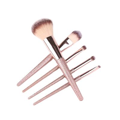 China Angular Blush Foundation Brush Eyeshadow Private Label Blend Brush 5 Pcs Glitter Makeup Brush for sale