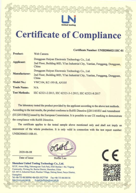 CE - Dongguan Huiyan Electronic Technology Co., Ltd.