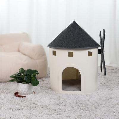 China Breathable Fashion Stylish Windmill Form Cat Houses Enough Stocked Foldable Luxury Pet House Kennel For All Seasons for sale