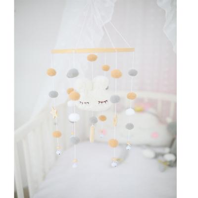 China Toy Cute Hanging Bamboo Ring Musical Wooden Bed Plush Crib Newborn Baby Care Crib Decor for sale