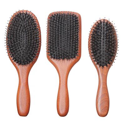 China Nondisposable Boar Bristle Good Quality Nondisposable Bristle Handle Beech Wood Hair Eco Nylon Hair Extension Brush for sale