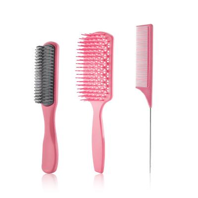 China Waterproof Hot Selling Detangling Detangler Paddle Wet Hair Brush Rubber Plastic Handle Pad for sale