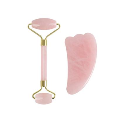 China Jade Guasha Roller Massager Face Care Scraping Facial Tool Kit Scaping Tablet Hot Selling Massage Tool Rose Pink Body Kit for sale