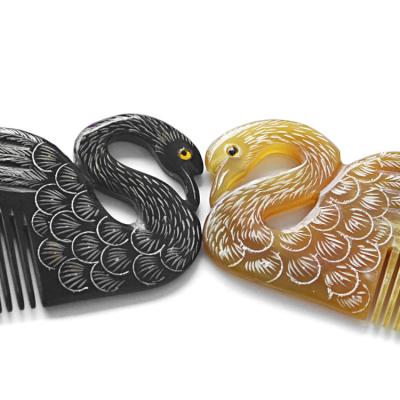 China China Handmade Craft Engraved Horn Comb Hair Combs Massager Festival Wishes Gift Wedding Elegant Symbolic Gifts Voucher for sale