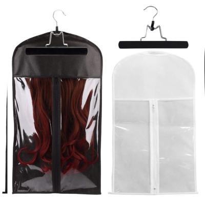 China Folding Wig Storage Zipper Bag With Wooden Hangers for sale