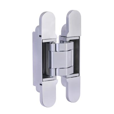 China Hot Sale Modern Satin Chrome Zinc Alloy Heavy Duty Hidden Invisible Hidden 80kg Wooden 3D Door Hinges for sale