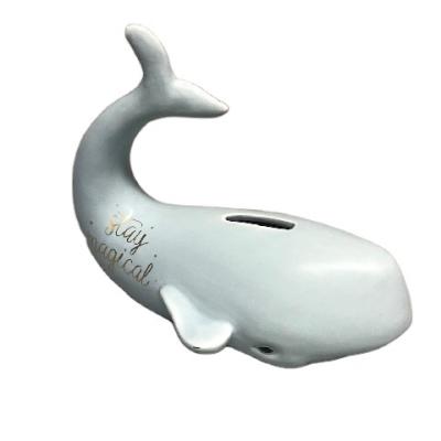 China Ceramic Money Banks Whale Decoration Home Dolomite Hot Selling Coin Bank Coin Box for sale