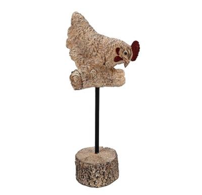 China Polyresin Rooster Standing On Folk Art Base Animal Desktop Home Decoration for sale