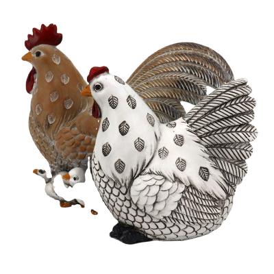 China People Art Polyresin Couple Cock and Hen Animal Desktop Home Decoration for sale