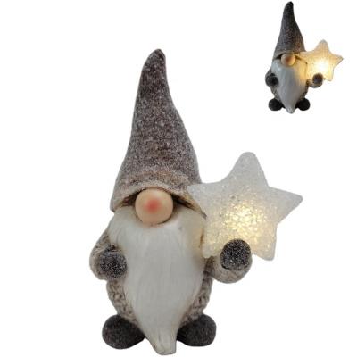 China Europe Resin Christmas Gnome Light with LED Santa Claus With Star Figurine for sale