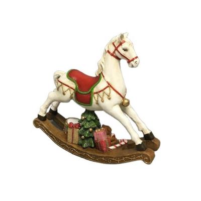 China Europe Resin Christmas Rocking Horse Figurine Home Decoration Table Ornaments for sale