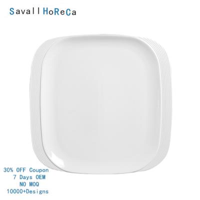 China Savall 7DaysOEM Star Hotel Restaurant Ceramic CASCADE White Dish White Square Dish Porcelain Custom Custom for sale