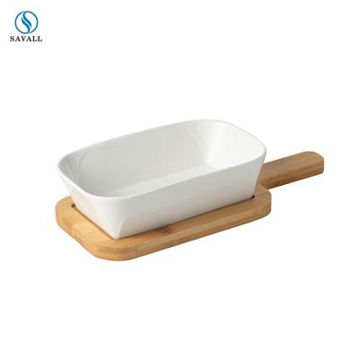 China Savall HoReCa Cheese Gratin Microwaveable Pure White Viable Dishes Ceramic Tableware Dish For Hotel Baking Restaurant for sale