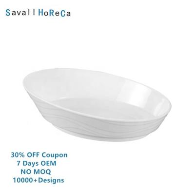 China Star Viable Hotel Savall HoReCa Hotel Wedding Buffet Supply Simple White Ceramic Oval Salad Bowl Fruit Salad Bowl for sale