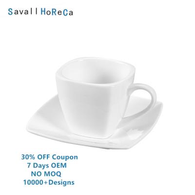 China Savall HoReCa 7DaysOEM Stocked Restaurant 150ML OEM White Mug Set Ceramic Coffee Set Ceramic Reusable Coffee Mug for sale