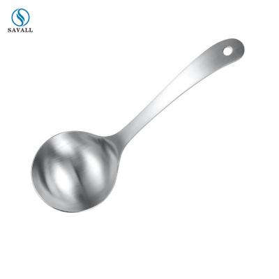 China Savall HoReCa Soup Scoop Meal Spoon Workable Short Handle Stainless Steel Set Silver Spoon Deep Handle Width For Hotel for sale