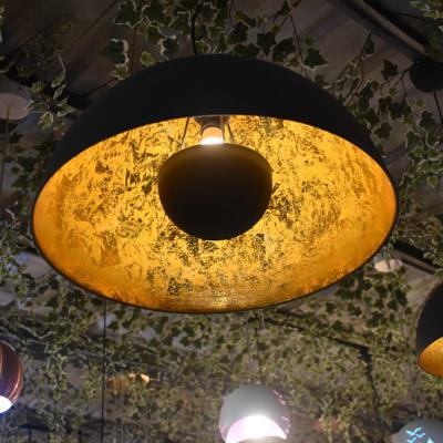 China Countryside lighting decor pendant lamp industrial pendant light black gold leaf handcraft lamp pendant for sale