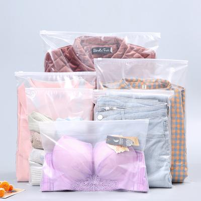 China Recyclable Custom Poly Bags Frosted Zip Lock Plastic Bag Packaging Storage Bag For Clothing for sale