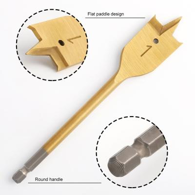 China Supplier 6 Pcs Woodworking Drill Bits Hex Leg Shovel Drill Bits Titanium Coated Wood Drilling Machine for sale