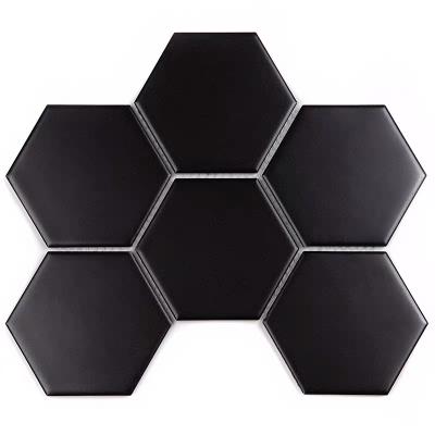 China Exterior Wall Tile Black Color Pool Ceramic Hexagon Mosaic, Wall Mosaic Tiles, For Bathroom for sale