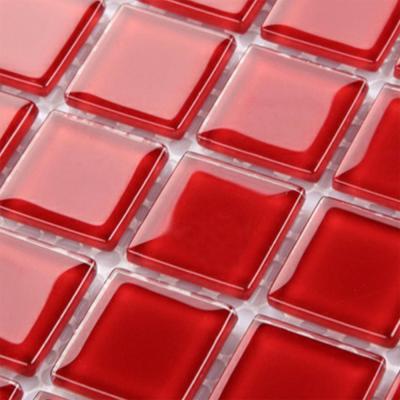 China Red crystal glass mosaic tiles for kitchen backsplash decoration for sale