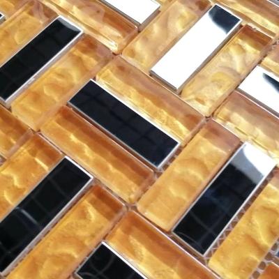 China Cheap Parquet Mix Metal Glass Mosaic for sale